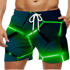 B503 Men's Eco-Friendly Viscose/Cotton <b>Plaid</b> Pattern Corduroy Sporty High Waist Breathable Cropped Summer Sports <b>Shorts</b> - Product Image 1