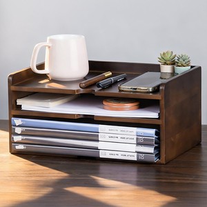 Organiseur de bureau rectangulaire en bois d'acacia Aqdus Saleem, style moderne du milieu du siècle, avec tiroirs |   Boîte de rangement en gros Inde - Product Image 2