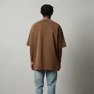 เสื้อยืดวินเทจลายโลโก้แบบแอซิดวอช คุณภาพเยี่ยม เสื้อผ้าผู้ชายใหม่ เสื้อยืดแอซิดวอช ผ้าฝ้าย 100% สตรีทแวร์ ฮิปฮอป แบบเรียบ - Product Image 2