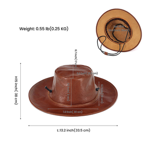 Hot Sales Wholesale Custom High Quality Children's Black Brown Real Leather Cowboy <b>Hat</b> - Product Image 5