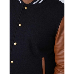 Chaqueta de cuero personalizada tipo bomber, premium, con cremallera, para motociclista, con cuello y puños acanalados, estilo urbano, OEM, marca privada, venta al por mayor - Product Image 4