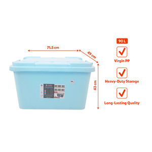 90L Heavy Duty Lockable PP <b>Plastic</b> Storage Box Handles BPA Free Stackable Lightweight Decorative Organizer Living Room Wardrobe - Product Image 4