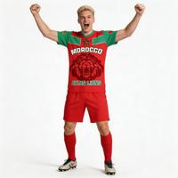 Maillot de baseball des Lions de l'Atlas du Maroc pour hommes, manches courtes, col en V, impression sublimée, rouge et vert, maillot de sport d'équipe