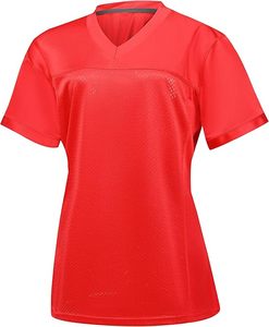 Camiseta Deportiva Atlética para Mujer, Cuello en V, Manga Corta, Ligera, 100% Poliéster, Antibacteriana, Transpirable, con Malla Bordada - Product Image 1