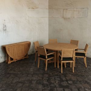 Tables d'extérieur en teck massif, rondes, à feuilles rabattables, modernes, pliantes, pour jardin et terrasse, vente en gros, livraison en conteneur, directement de l'usine - Product Image 1
