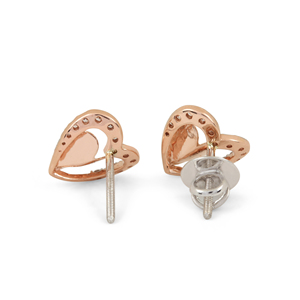 Pendientes de Corazón con Incrustaciones de Diamantes Redondos de Corte Brillante, Chapados en Oro Rosa de 14K, Joyería Minimalista para Mujer, para Bodas y Fiestas - Product Image 4