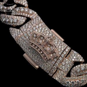 Premium Quality Rose Gold Plated Diamond <b>Statement</b> <b>Necklace</b> Pave Setting Link Chain Luxury Unisex Party Jewelry - Product Image 3