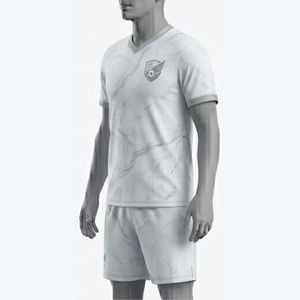 Conjunto de Uniforme de Fútbol Personalizado para Hombre, Cuello en V, Manga Corta, Estampado de Mármol Blanco, Poliéster Transpirable, Todas las Temporadas, Talla Adulto - Product Image 3