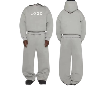 Custom Design 100% Cotton Fleece Men's Tracksuit Baggy Sweatshirt <b>Sweatpants</b> <b>Set</b> with Embroidered Hoodie Casual Winter Wear - Product Image 1