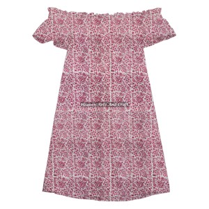 Robe Courte Sexy et Mignonne en Coton à Imprimé Blocs Faits Main, Taille Standard, Épaules Dénudées pour Femme – Meilleure Vente Décontractée - Product Image 3