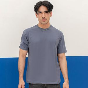 รูบาบูลเสื้อยืดคอกลมแขนสั้นสีเทาสำหรับผู้ชาย ทรงปกติ ผ้าเจอร์ซีย์ลำลอง ผ้าฝ้าย สีพื้น เสื้อยืดคุณภาพสูงสำหรับทุกเพศ - Product Image 1