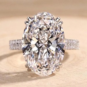 Bague de mariage en or massif 10K 14K 18K avec diamant de laboratoire ovale et rond, certifié IGI, couleur DEF, clarté VS VVS, pavé de diamants - Product Image 2