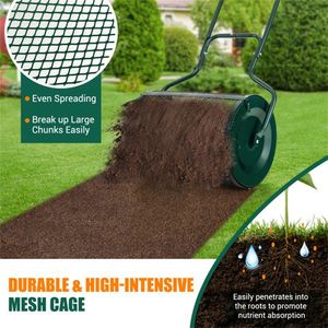 24 Inch Heavy-Duty Rustproof Metal Mesh <b>Compost</b> Spreader 2.7 Cu.ft Large Capacity for <b>Peat</b> Moss/Topsoil/San Fertilizer Spreaders - Product Image 4