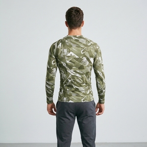 Chemise de compression camouflage à manches longues pour homme, col rond, séchage rapide, coupe ajustée, jersey sportif en polyester tricoté - Product Image 2