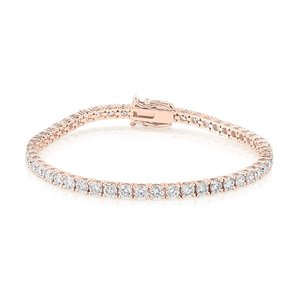 เพชรเลี้ยงในห้องปฏิบัติการ รับรองโดย IGI สร้อยข้อมือเทนนิสทอง 14K ประดับเพชรแบบ Pave Setting ชุบโรเดียม หรูหรา น้ำหนักกะรัตสูง ของขวัญสำหรับงานหมั้น - Product Image 2