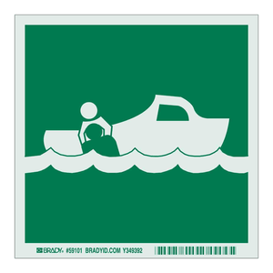 Señal de Seguridad Marina BradyGlo que Brilla en la Oscuridad para Salidas de Emergencia de Embarcaciones - Product Image 3