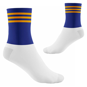 High Quality <b>Soft</b> Knitted Sports <b>Socks</b> Blue White Ankle <b>Socks</b> With Yellow Stripes Breathable Knitted All Sports Wear Adults - Product Image 1