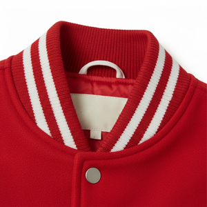 Chaqueta Letterman Roja de Invierno para Hombre con Mangas en Contraste, Cuello, Puños y Dobladillo Acanalados, Prenda Exterior Masculina - Product Image 6