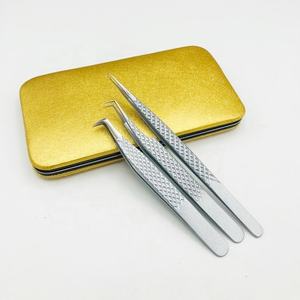Profesional Venta caliente personalizado 90 grados bota plata brillo volumen fibra extensión de pestañas pinzas Acero inoxidable sólido - Product Image 3