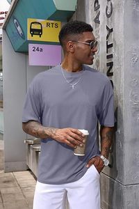 Heavy Weight 100% Cotton Oversized T-<b>Shirt</b> <b>Men</b> 220 Grams Shoulder Custom Printing Hip Hop Plus Size 100% Cotton Blank Boxy <b>Men's</b> - Product Image 2