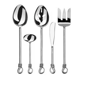 Juego de cubiertos exclusivo de cuchara y tenedor de metal, diseño de vajilla de acero inoxidable premium para eventos de hostelería - Product Image 3