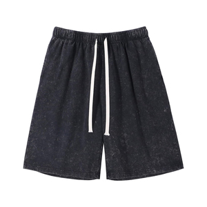 Shorts pour hommes fabriqués au Pakistan, effet délavé, haute qualité, confortables, en coton et polyester, couleur unie, taille mi-haute, pour la salle de sport - Product Image 1