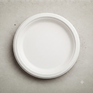 Assiette de service ronde en bagasse naturelle de qualité alimentaire de 11 pouces, compostable et biodégradable, vaisselle jetable pour la table - Product Image 3