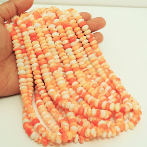 Hermosas cuentas lisas de ópalo naranja en forma de rondel, hilo de 16 pulgadas, cuentas lisas de ópalo naranja, para la elaboración de joyas y artesanías. - Product Image 1