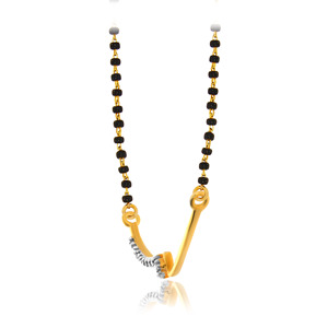 Élégant Mangalsutra plaqué or rose 18 carats en or jaune certifié IGI, chaîne à perles noires, géométrique, serti de diamants de laboratoire taillés - Product Image 2