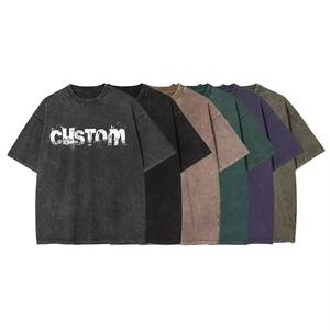 100% Cotton Heavyweight Mens Oversized <b>Tshirt</b> Dtg Print Tee Logo T-shirt Stone Acid Washed Vintage Custom T Shirt - Product Image 1