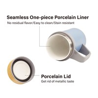 IKUK 16Oz/500ml Tasse isotherme à double paroi en acier inoxydable, isolation froid 8-10h, revêtement en porcelaine, poignée intégrée