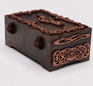 Coffre au trésor en bois orné, boîte de rangement décorative pour souvenirs tribaux, boîte à bijoux en bois artisanale en forme de puzzle, vente en gros - Product Image 4