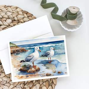 Whimsical Gulls Scavenging A7 Size 5x7 Blank <b>Note</b> <b>Cards</b> Pack of 8 with Envelopes for <b>Greeting</b> or Personal Use - Product Image 2