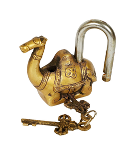 Cadenas décoratif en laiton antique en forme de chameau avec clés vintage, serrure ornementale en forme d'animal pour armoire, coffre, porte - Product Image 3
