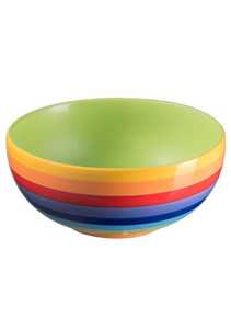 Tazón Redondo de Cerámica con Diseño de Rayas Arcoíris, Plato para Sopa, Platos para Fiestas - Product Image 4