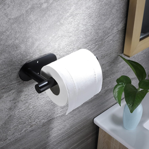 Self Adhesive Black <b>Toilet</b> Paper <b>Holder</b> <b>Wall</b> <b>Mount</b> <b>Toilet</b> <b>Roll</b> <b>Holder</b> No Drill Bathroom Tissue Dispenser Bathroom Accessory - Product Image 3