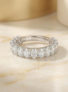 Drop Shipping <b>925</b> Solid <b>Silver</b> Engagement Gold Plated IGI Certified Bridal Wedding <b>Ring</b> Jewelry Oval Moissanite Eternity Band - Product Image 4