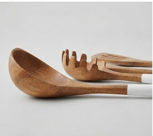 Juego de Cucharas de Madera de Mango Hechas a Mano con Mango Largo de Resina, Diseño Minimalista, Utensilios de Servir Duraderos - Product Image 2