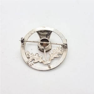 Broche Escocés de Plata con Diseño de Cardo, Broche Vintage de Aleación Metálica con Cristal Color Citrino para Kilt - Product Image 3