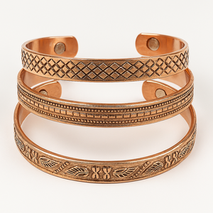 Brazalete de cobre y latón magnético trenzado pulido antiguo y moderno Brazalete artesanal de metal para hombres y mujeres - Product Image 2