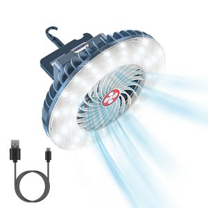 Ventilatore da Campeggio Portatile Ricaricabile, 3 Velocità, 2 Livelli di Luminosità, Lampada da Tenda Sospesa, Power Bank di Emergenza, Illuminazione per Esterni - Product Image 1