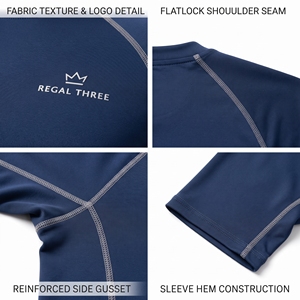 Wholesale Men's Swimwear Rashguard <b>Long</b> <b>Sleeve</b> Beach Wear UV-Protection <b>Top</b> Compression Fit Crew Neck <b>Swimming</b> Tee <b>Top</b> Men's - Product Image 6