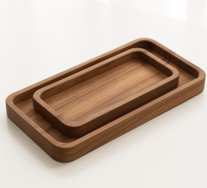 Plateau décoratif en bois rectangulaire, gravé de motifs géométriques traditionnels - Product Image 3