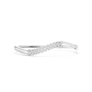 ZISMA C31LBR29 Wave S-Curve White <b>Gold</b> <b>Bangle</b> 9K 10K 14K 18K <b>Solid</b> Lab Grown CVD Diamond VVS DEF Double Row Bypass Bracelets - Product Image 5