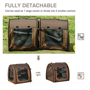 Gabbia Portatile Marrone per Gatti con 39 Scomparti Doppi e Morbidi Cuscini, Design a Casetta, Borsa per il Trasporto - Product Image 4