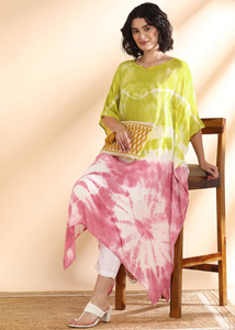 High Quality Designer Rayon <b>Kaftan</b> Tie Dyed <b>Summer</b> Daily Wear Regular Fit Sweetheart neck at Best Price by Supplier - Product Image 3