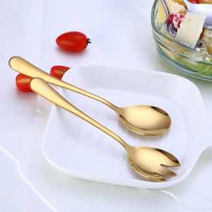 Premium Designer Gold Plated Eco-Friendly Stainless Steel Salad Server Set Designer Dishwasher Safe <b>Serving</b> <b>Spoon</b> In Low Price - Product Image 2