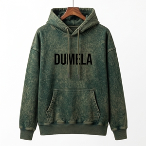 Sudadera con Capucha para Hombre Dumela, Corte Holgado, Color Verde Claro Lavado, Felpa Francesa de Algodón, Estilo Casual para Otoño, Diseño con Logotipo Frontal y Bolsillo - Product Image 1