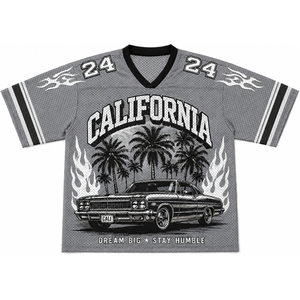 Custom <b>Men's</b> Mesh Graphic Jersey Streetwear Y2K Oversized Mesh T-shirt Football Jersey Style with Printed Design & V Neck - Product Image 6