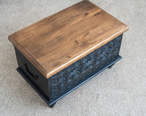 Handcrafted Mango <b>Wood</b> Blanket Box Hand Carved <b>Storage</b> <b>Chest</b> Rustic Boho Coffee Table Side Table Home Decor Furniture - Product Image 3